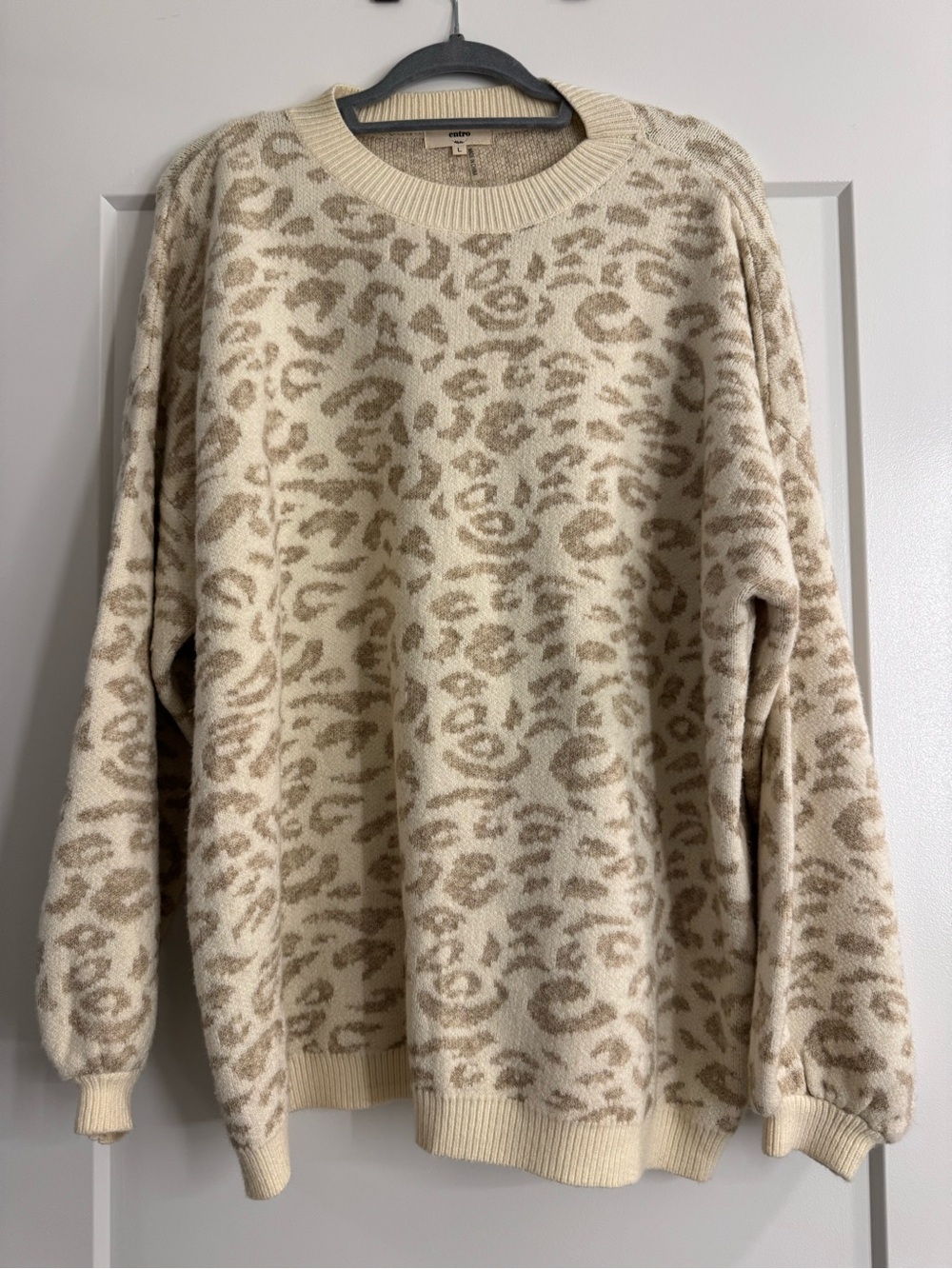 Cream and Beige Leopard Print Sweater